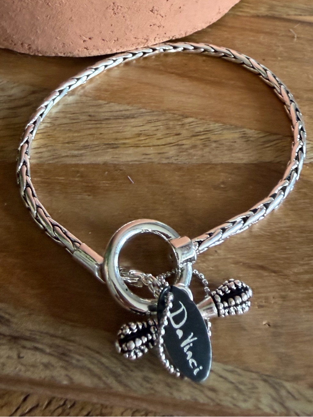 Da Vinci Silver Tone Braided Bracelet For Sliding Charms Or Wear Alone Sized